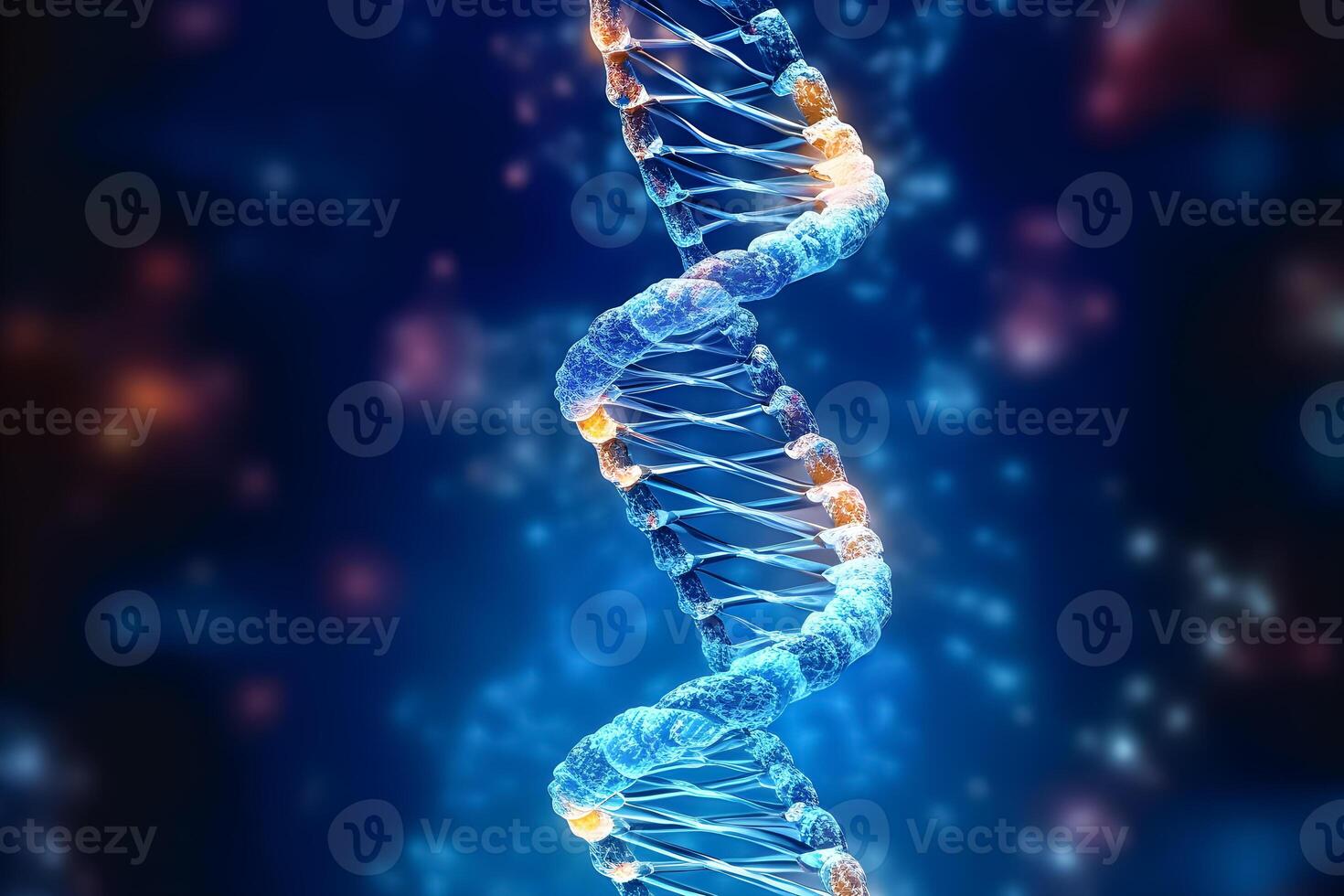 Double stranded DNA and bokeh background . Created by generative AI . photo