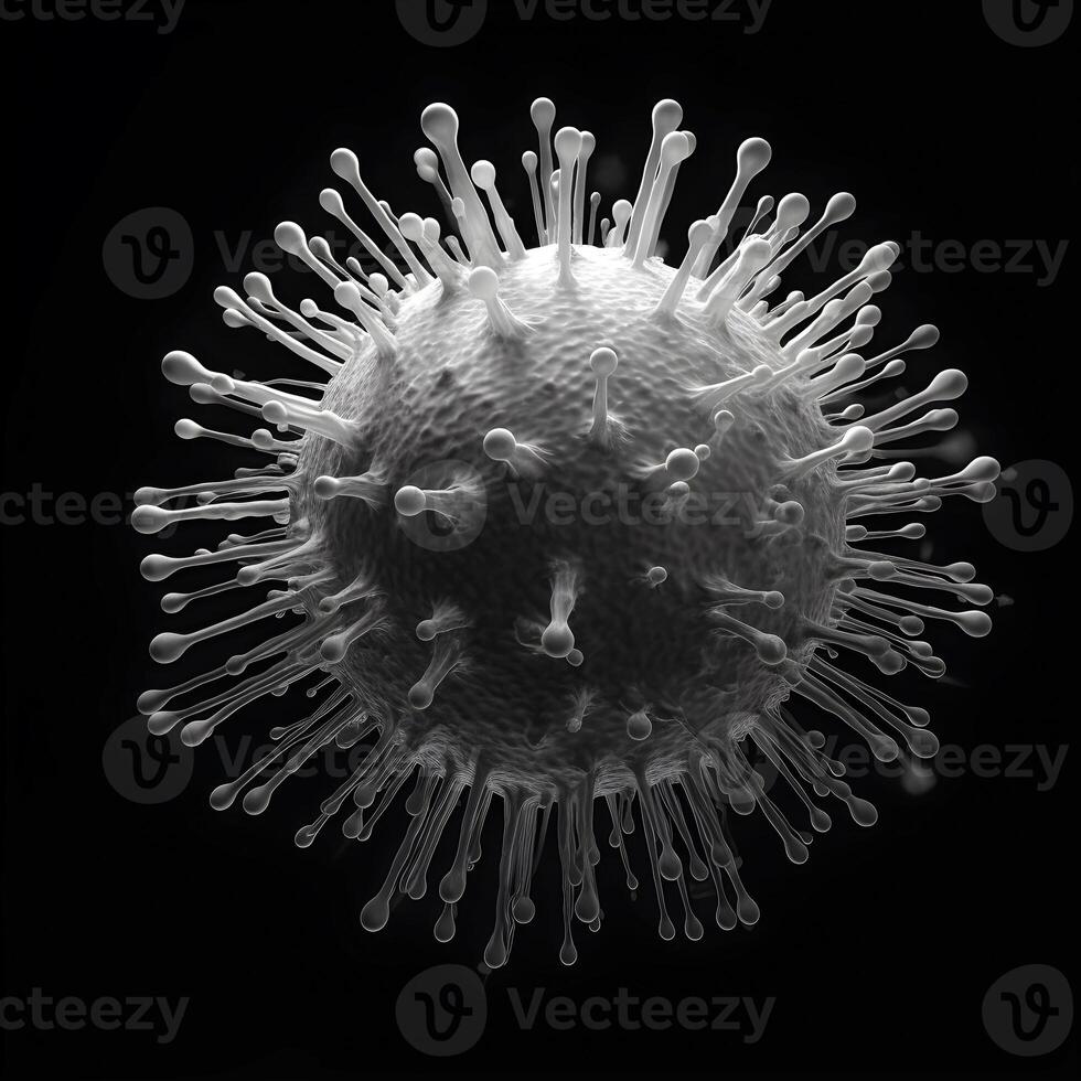 COVID19 virus . Electron microscopic view . Created by generative AI . photo