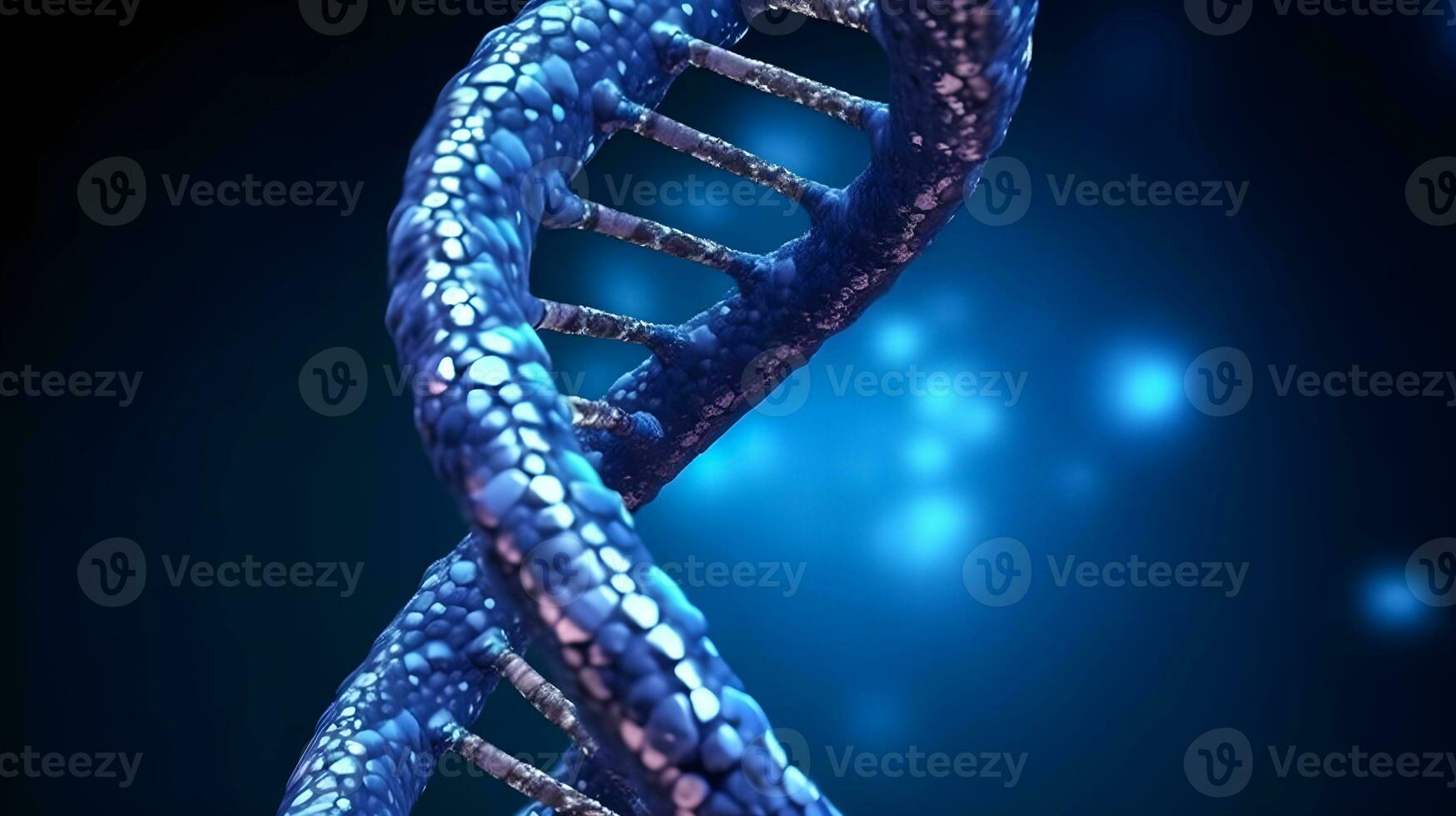 Double stranded DNA and bokeh background . Created by generative AI . photo