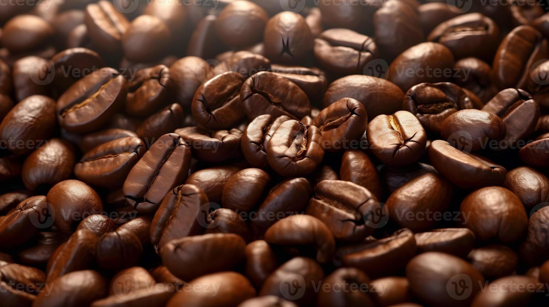 Close up of cofffee beans . Created by generative AI . photo