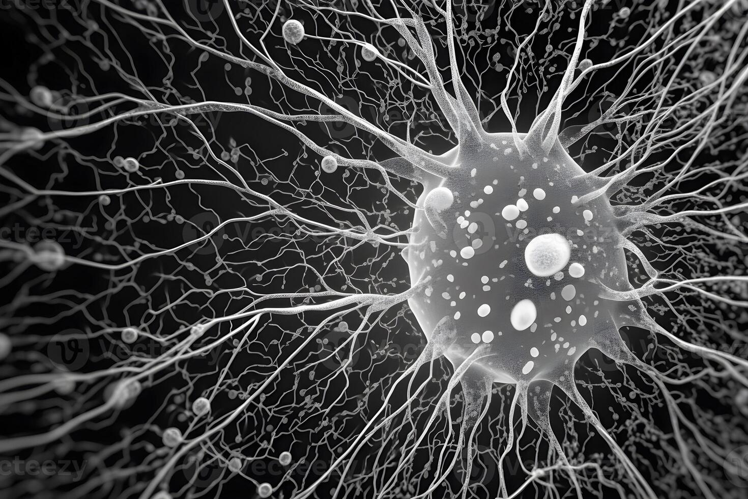 Neural network . Neuron cells of human nervous system . Created by generative AI . photo