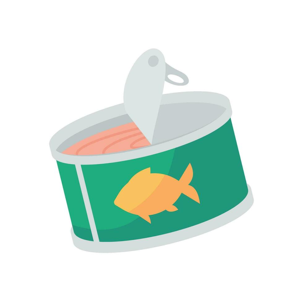 Canned fish. Delicious and simple canned food for hikers. vector