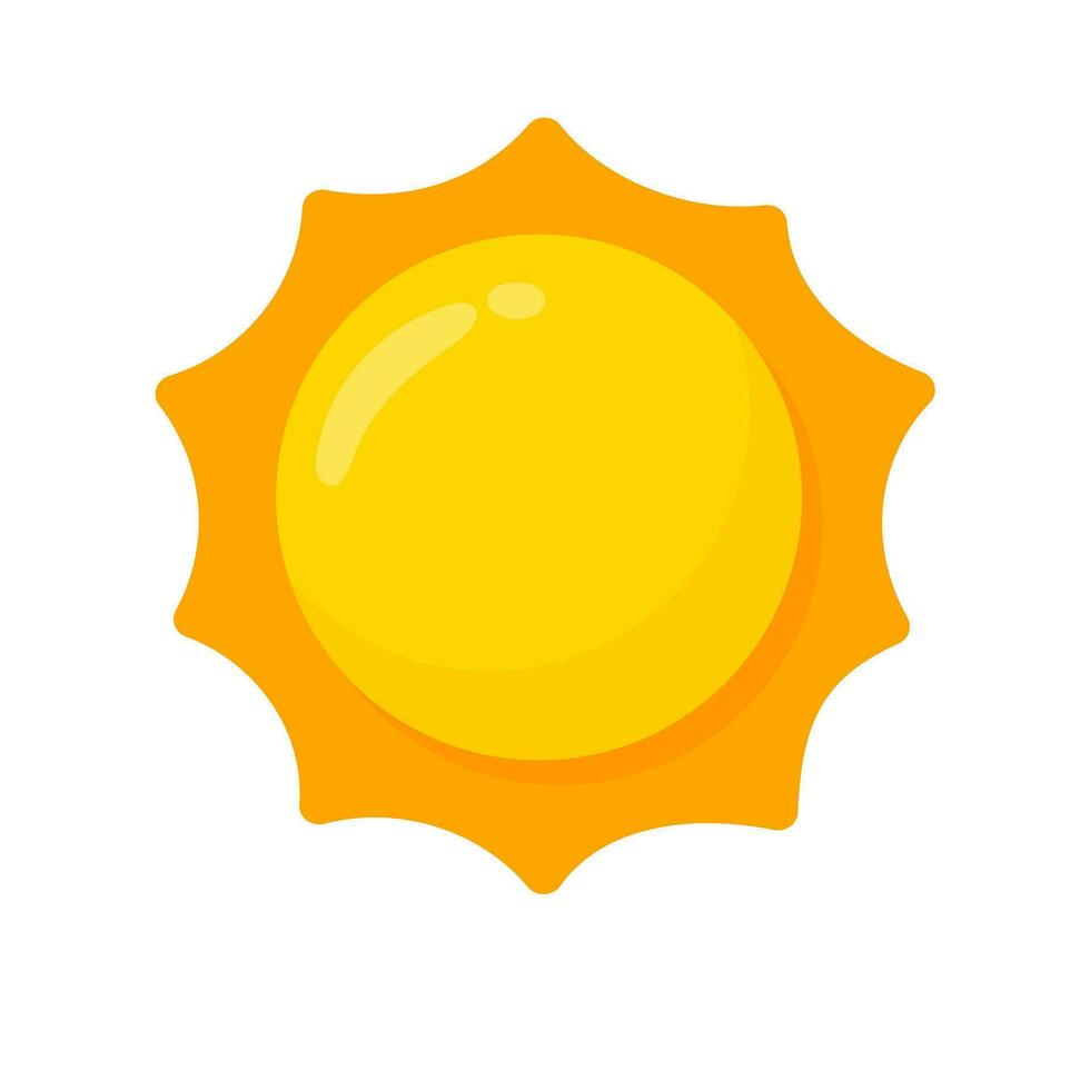 yellow sun icon Simple cartoon style design. The rays of the sun in summer vector