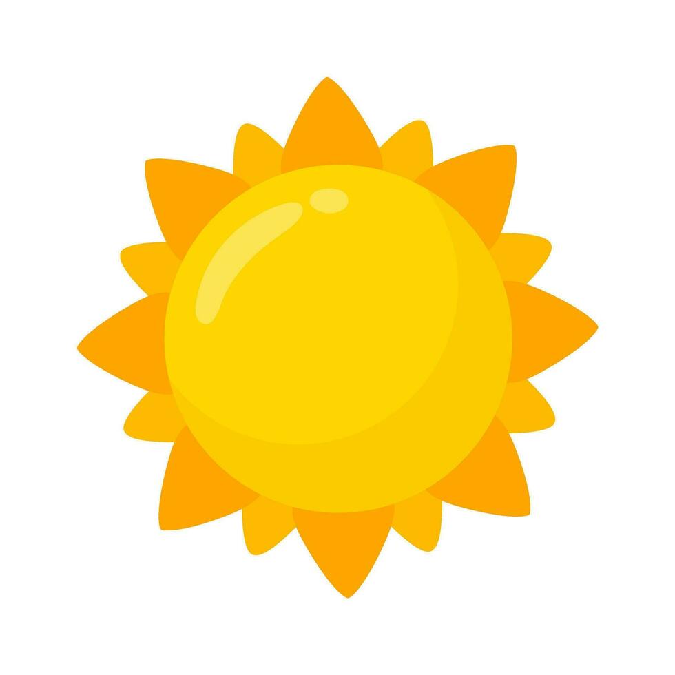 yellow sun icon Simple cartoon style design. The rays of the sun in summer vector