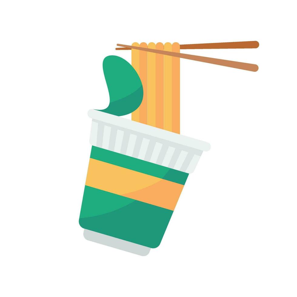 instant noodles Delicious and simple canned food for hikers. vector