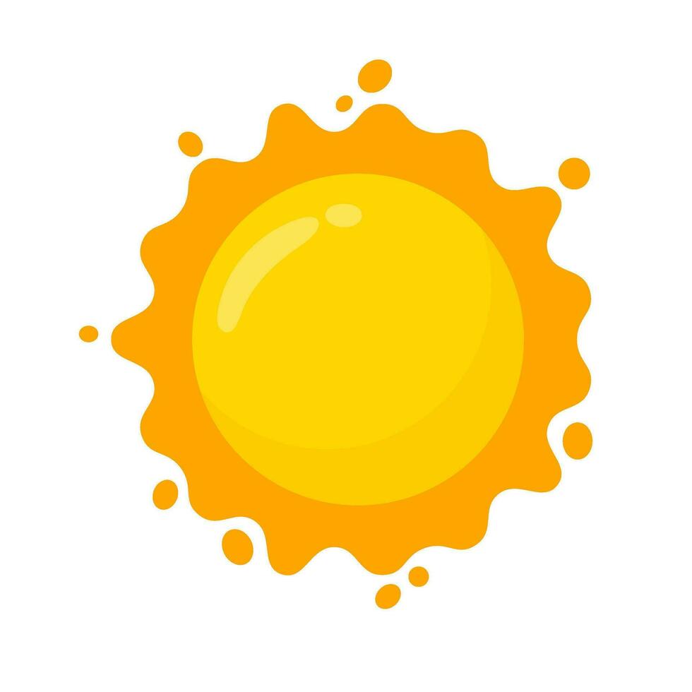 yellow sun icon Simple cartoon style design. The rays of the sun in summer vector