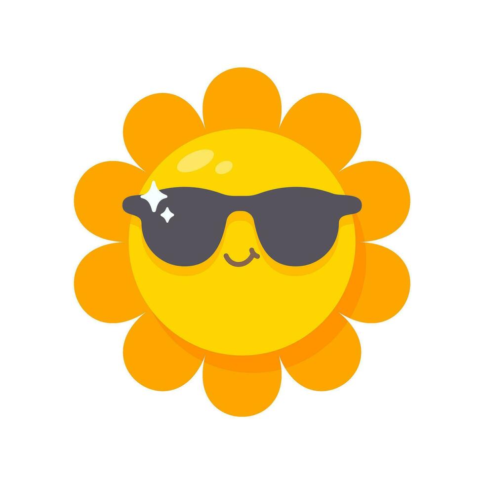 smiling sun cartoon wearing sunglasses summer travel concept protection  from sun rays 26514522 Vector Art at Vecteezy