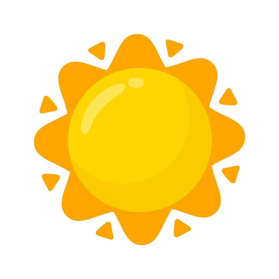 yellow sun icon Simple cartoon style design. The rays of the sun in summer vector