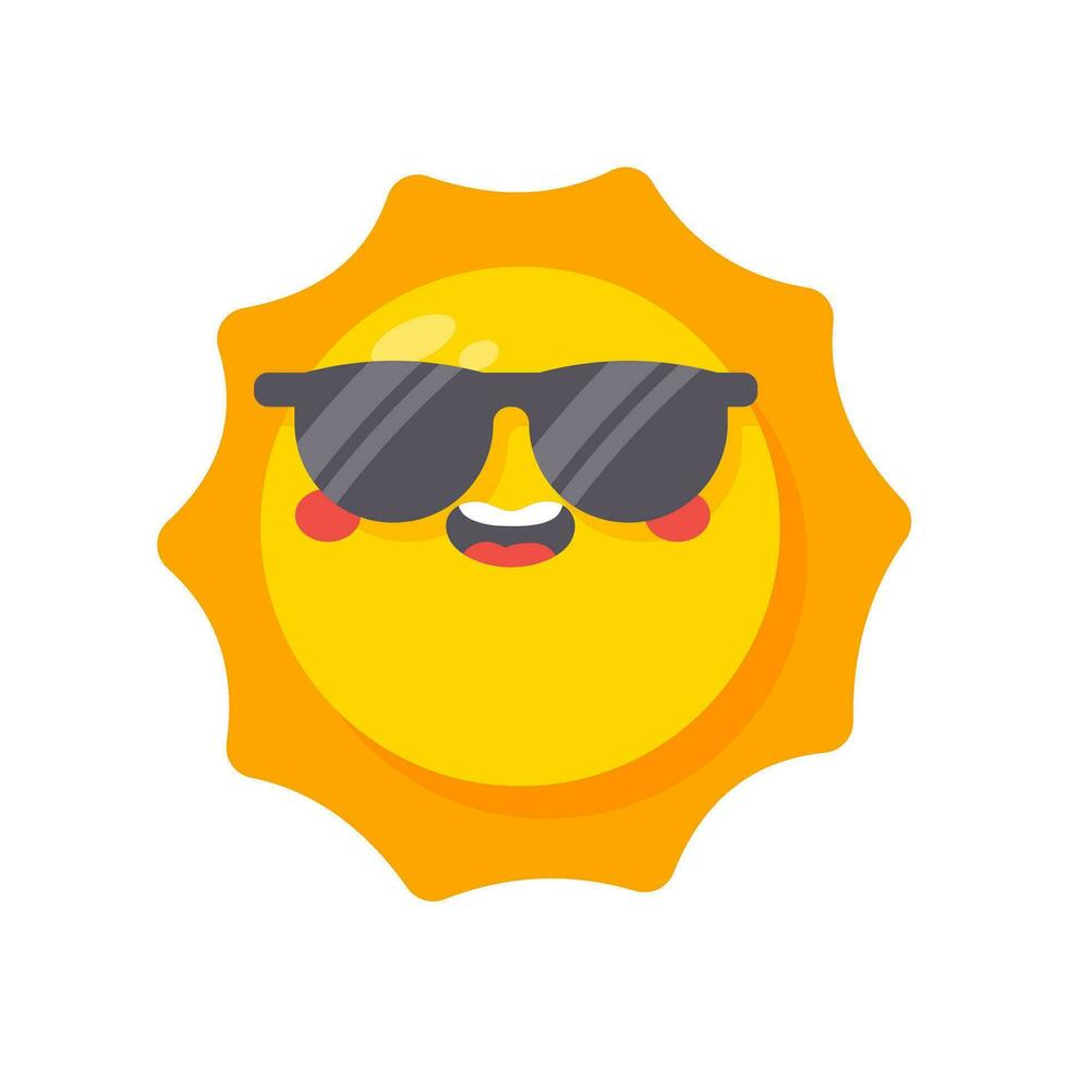 smiling sun cartoon wearing sunglasses summer travel concept protection from sun rays vector