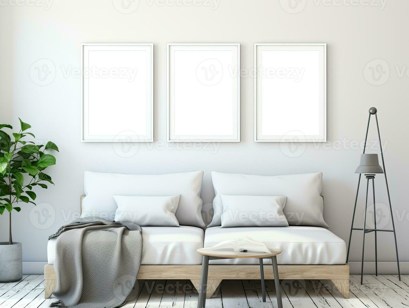 Modern Gallery Wall Poster Frames Mockup illustration 26514584 Stock