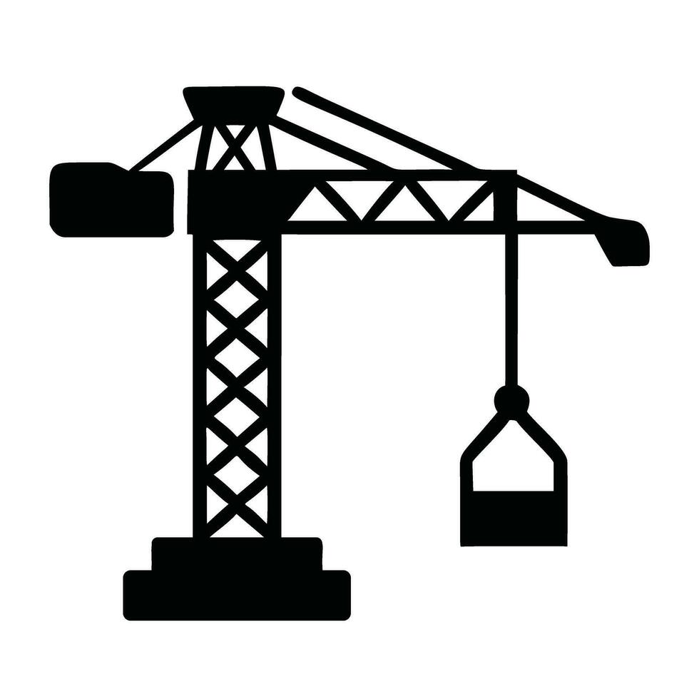 Minimalist Crane Icon Pictogram Style Vector Image