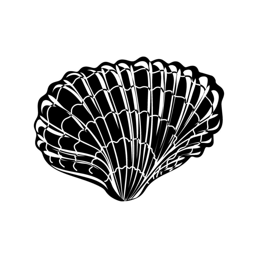 Silhouette of seashell . Shellfish. Marine dwellers. Concept of sea and ocean life vector