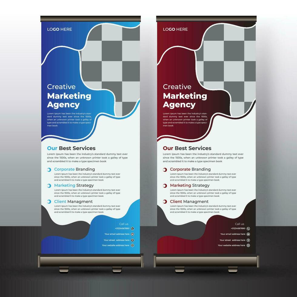 Corporate business roll up banner design template vector
