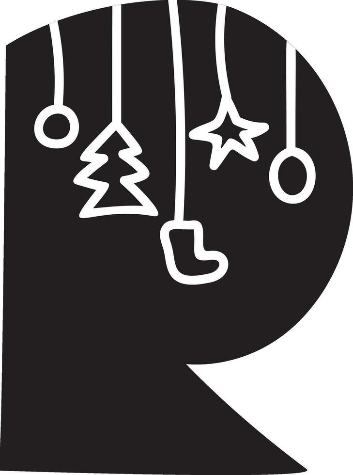 Display Christmas winter vector font letter R alphabet. Capital scandinavian letter typeface abc element for social media, web design, poster, banner, greeting card