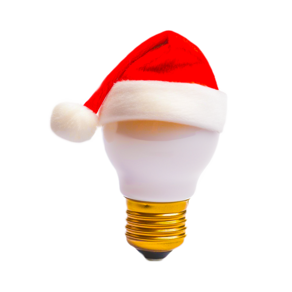 lumière ampoule avec Noël Père Noël chapeau génératif ai png