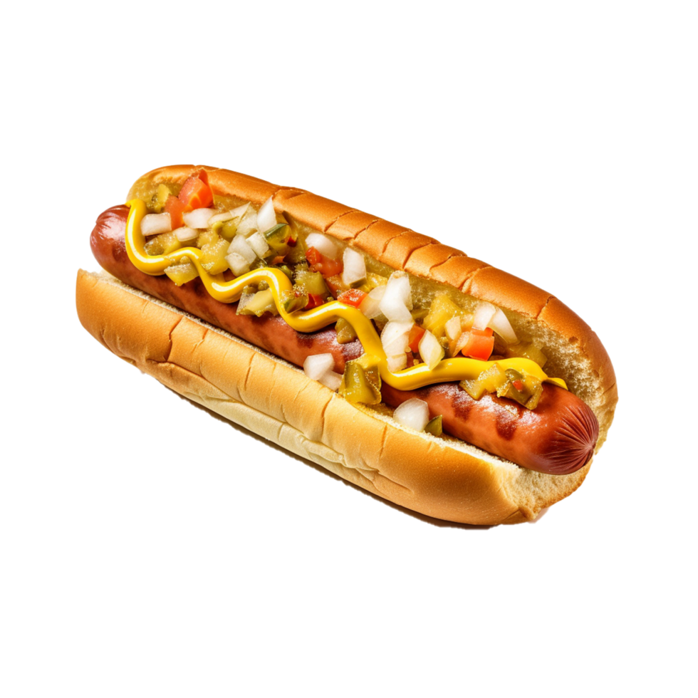 Chicago style Hot Dog Cheese burger Generative Ai png