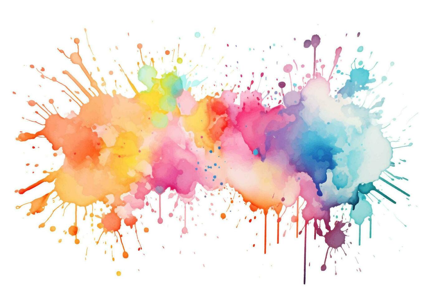 rainbow coloured watercolour splatter design vector