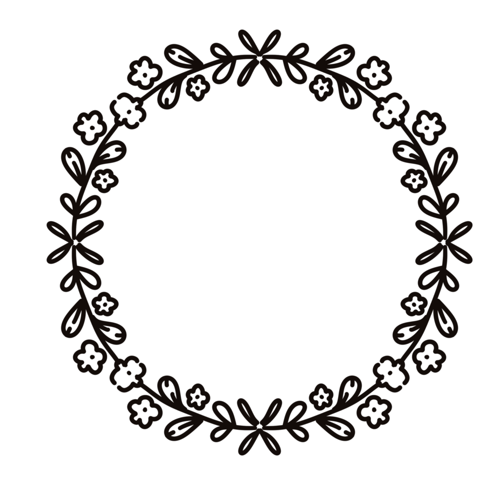 Floral flower frame images line doodle png. png