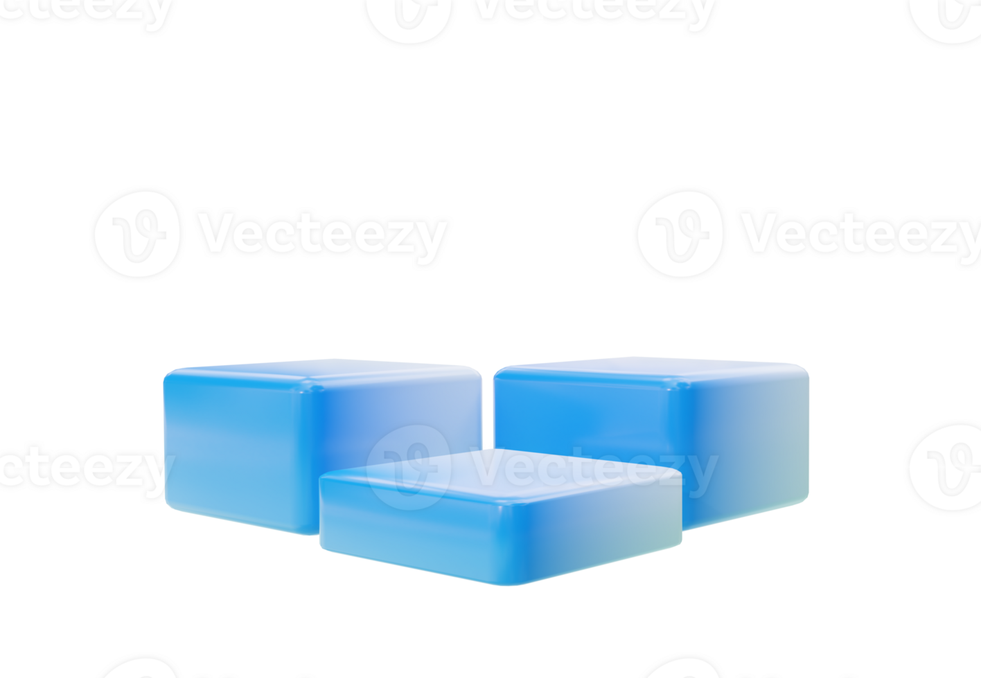 Gradient blue podium with light bulb. Stand to show products. Stage showcase with minimal scene for presentation. Pedestal display. 3D rendering. PNG