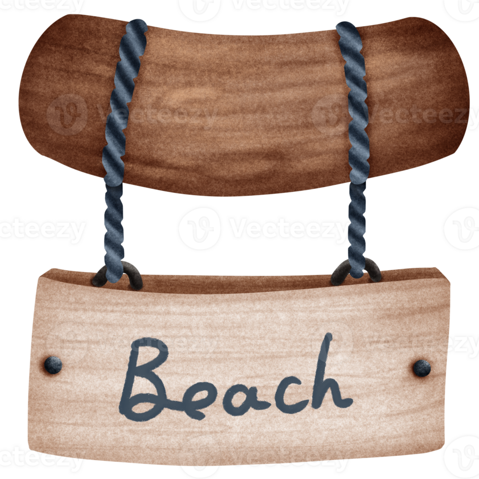 Wooden beach sign png