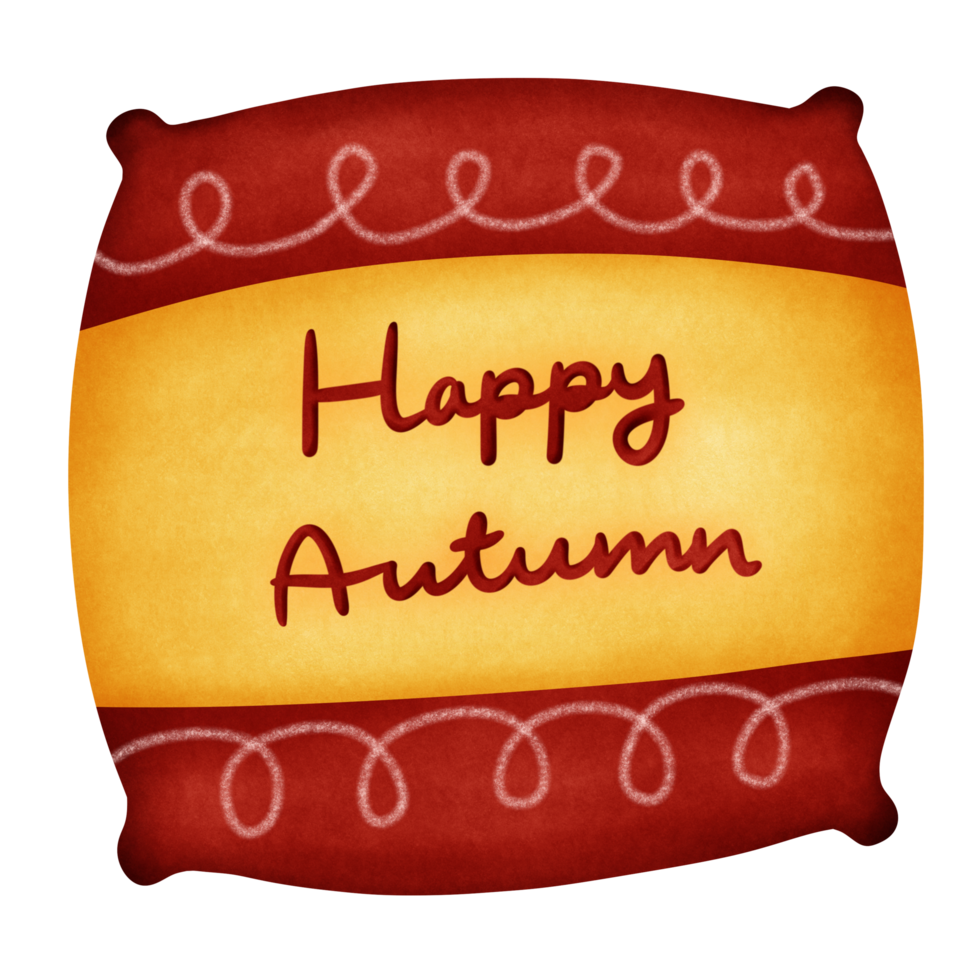 Cozy and happy autumn red pillow png