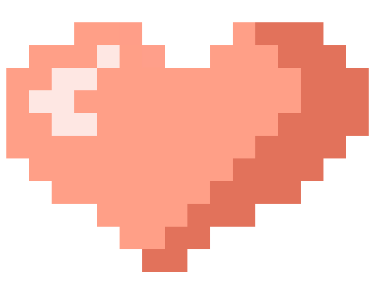 Cute and simple pink heart shape in pixel art png