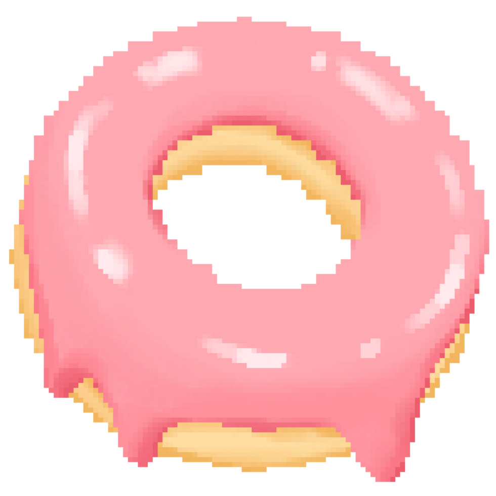 Cute strawberry doughnut in pixel art png