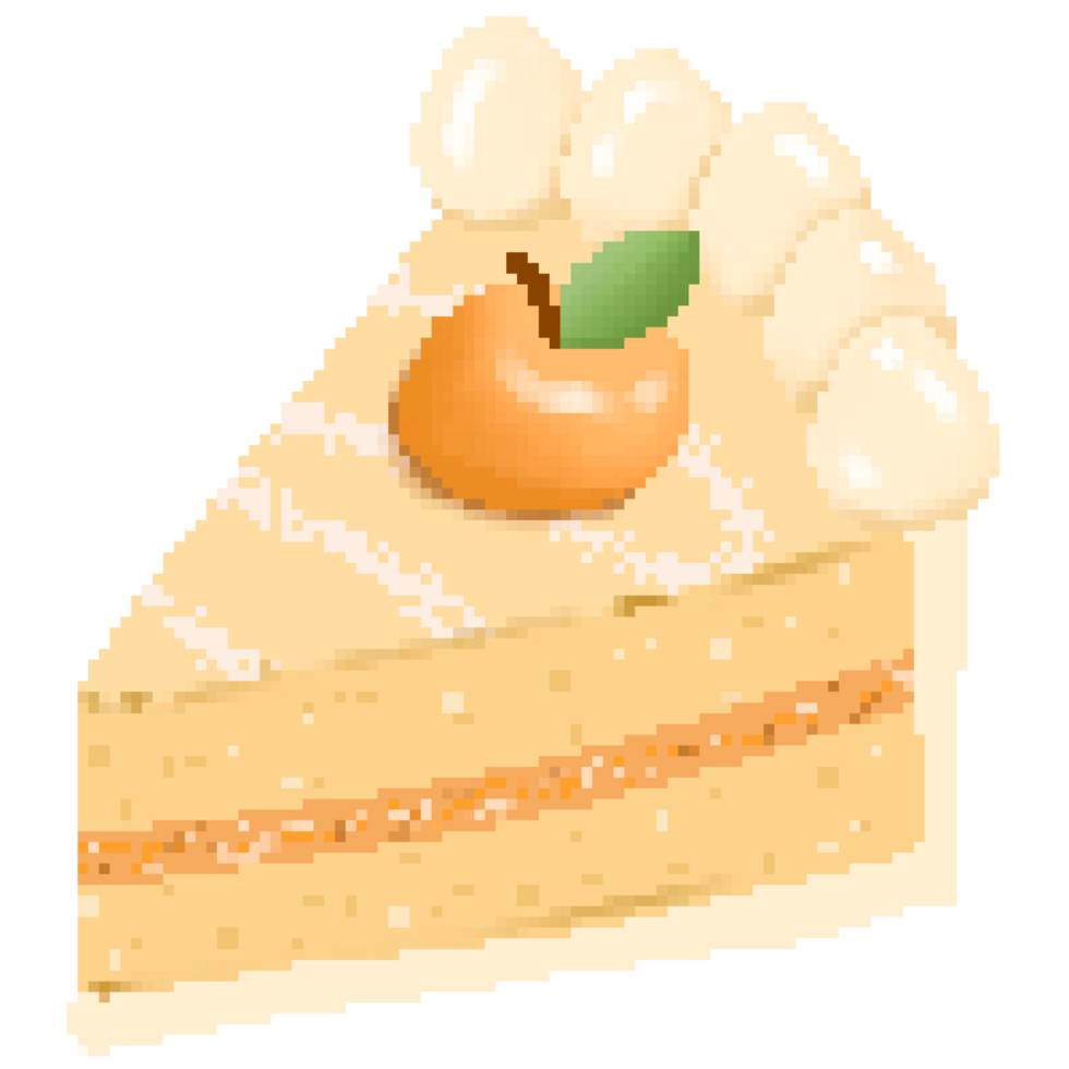 Cute orange layer cake in pixel art png