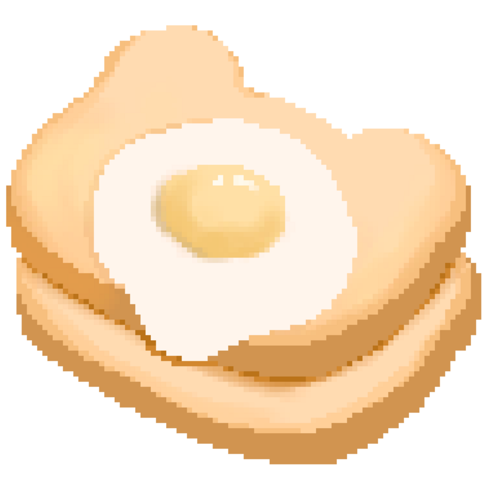 Cute egg and toasted sliced bread in pixel art png