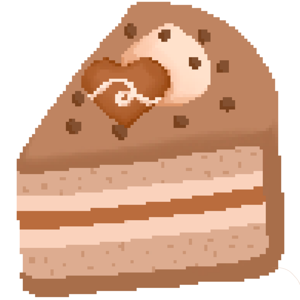 Cute layer chocolate cake in pixel art png