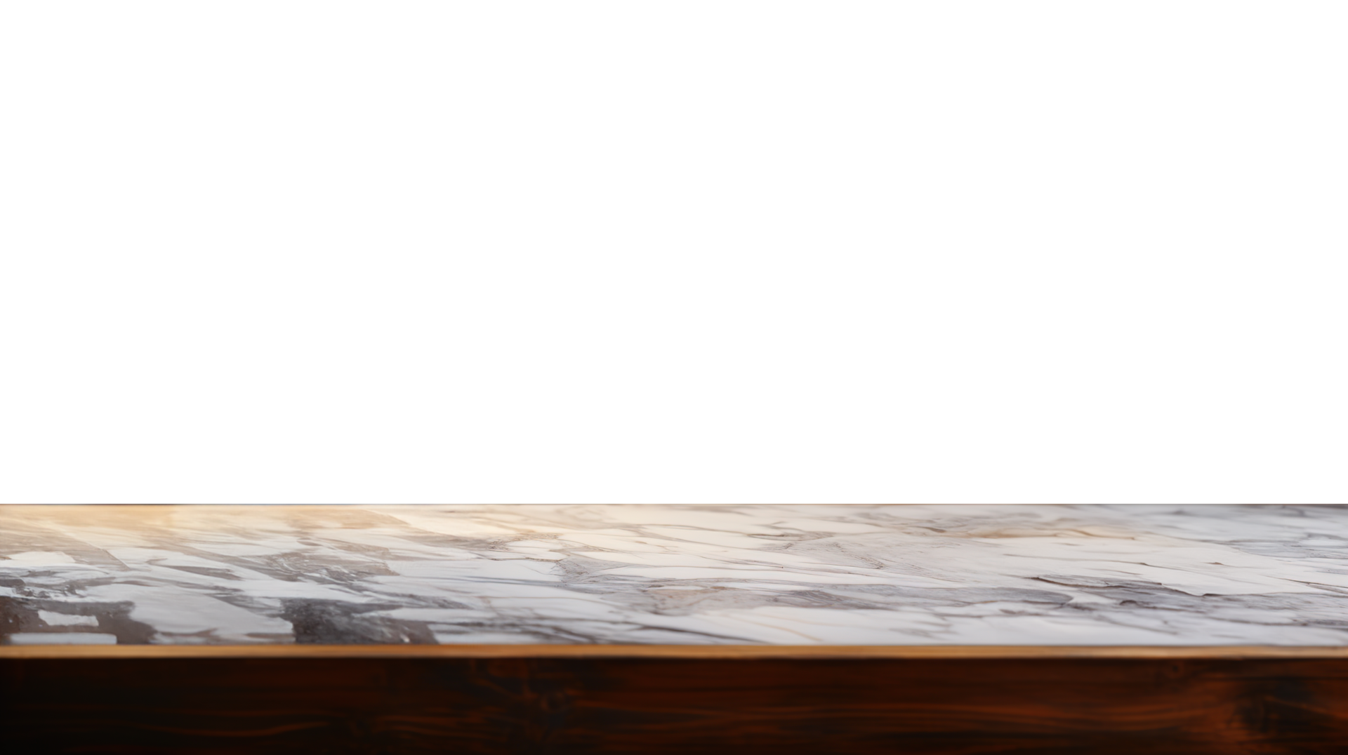 a front view of a Luxurious White and Gold Empty Marble Table for