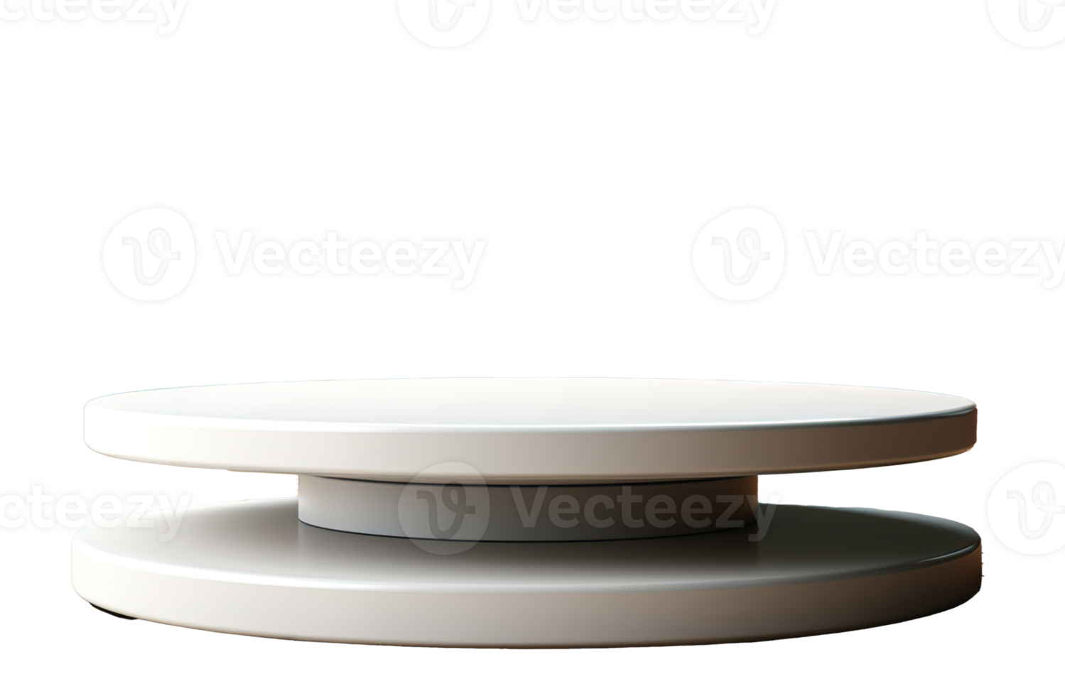 a front view of a white, empty podium stand for product placement with transparent background, serving as a blank podium stand mockup, png