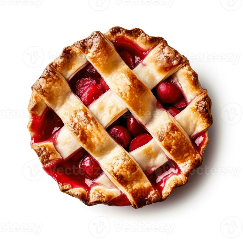 Delicious Cherry Pie isolated on white background photo