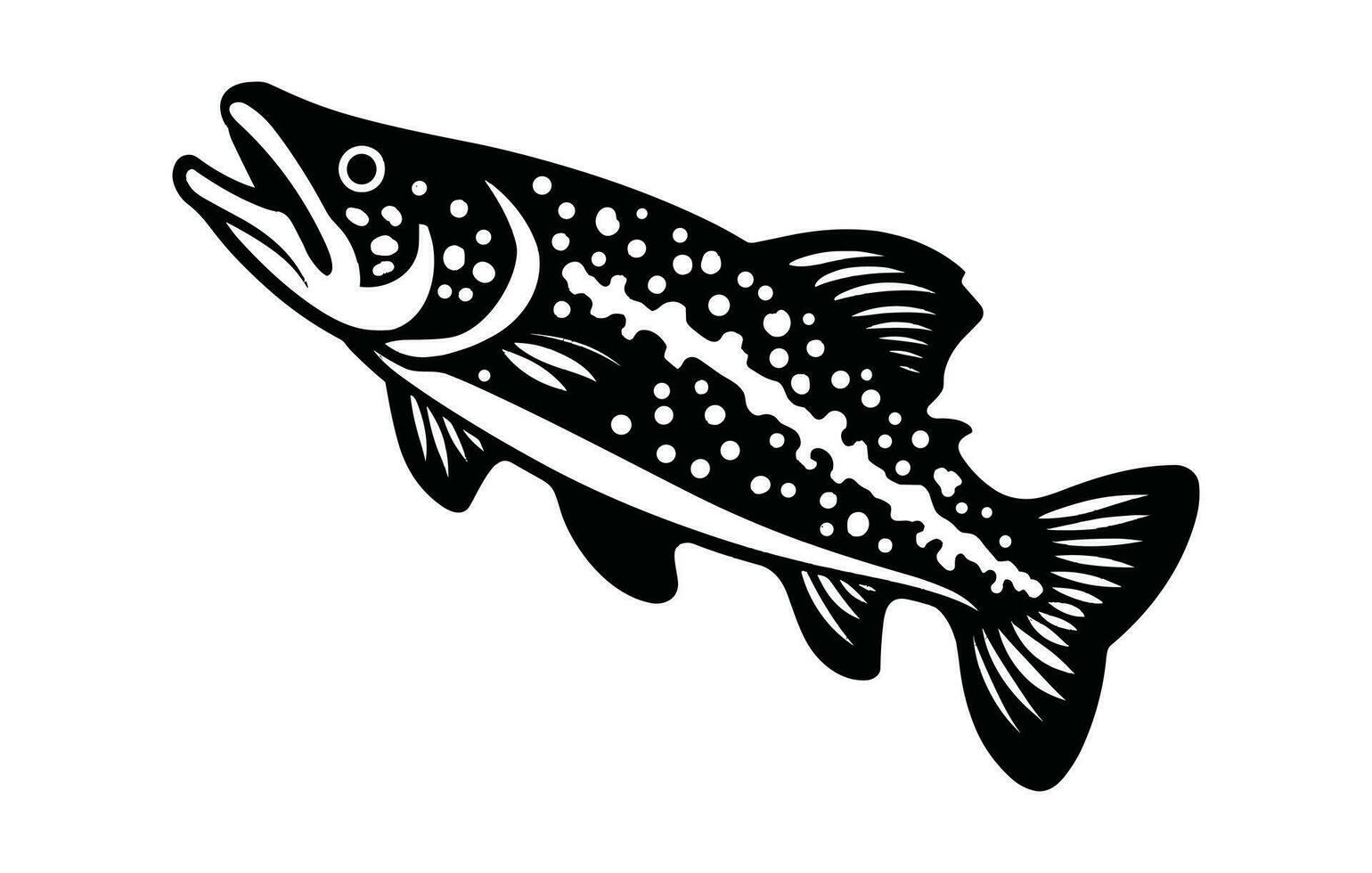 River Trout Fish Vector, River Trout Fish Silhouette vector