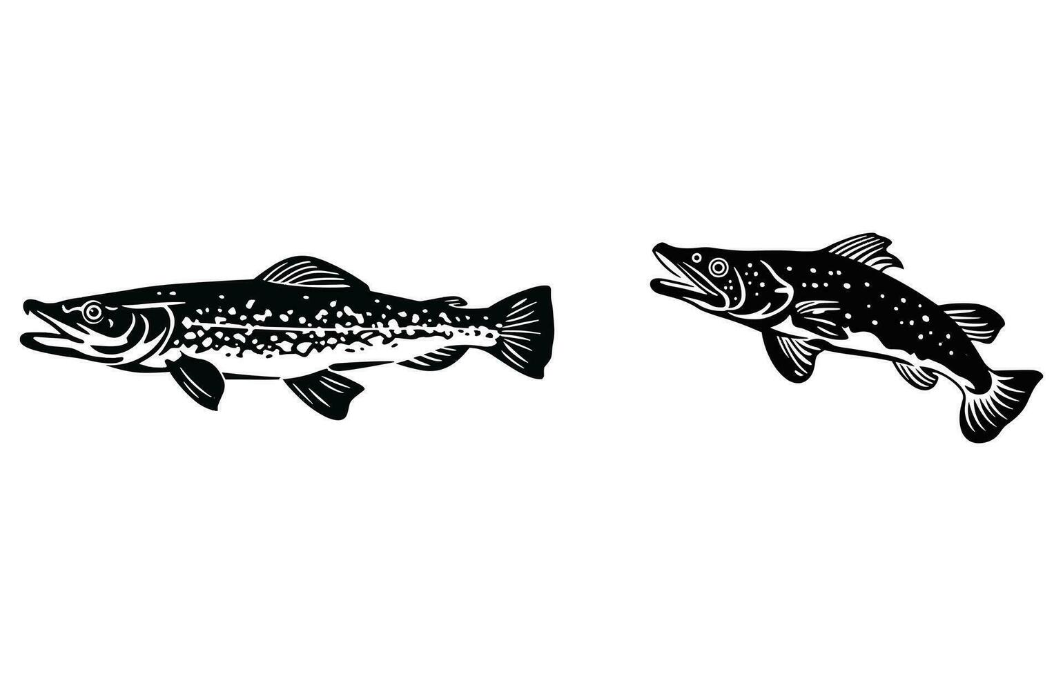 River Pike Fish illustration ,Pike Fishing Logo, Unique and Fresh Pike fish jumping out of the water, vector