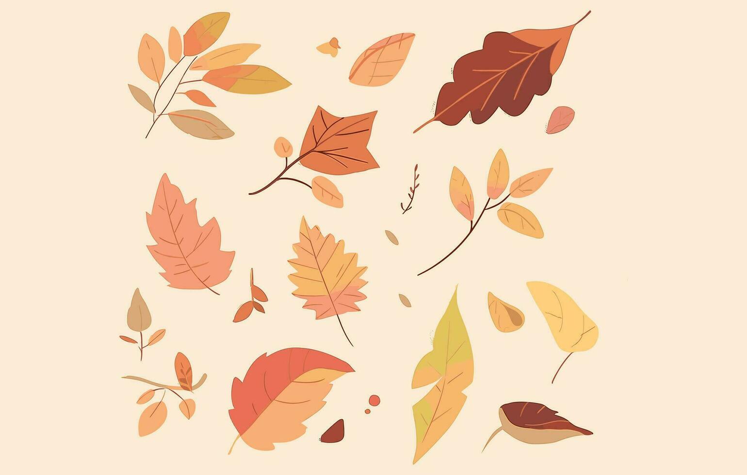 Autumn leaves set, Autumn design element , Autumn Leaves Flat illustration vector