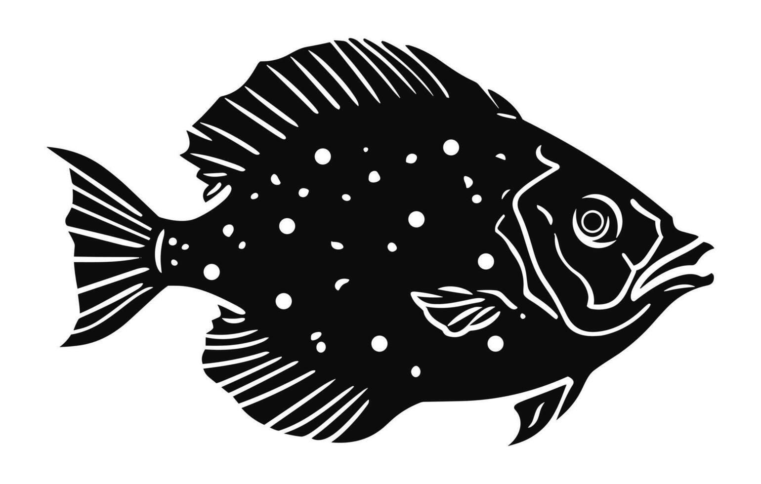 River Flounder Fish vector set, cute Flounder fish illustartion,
