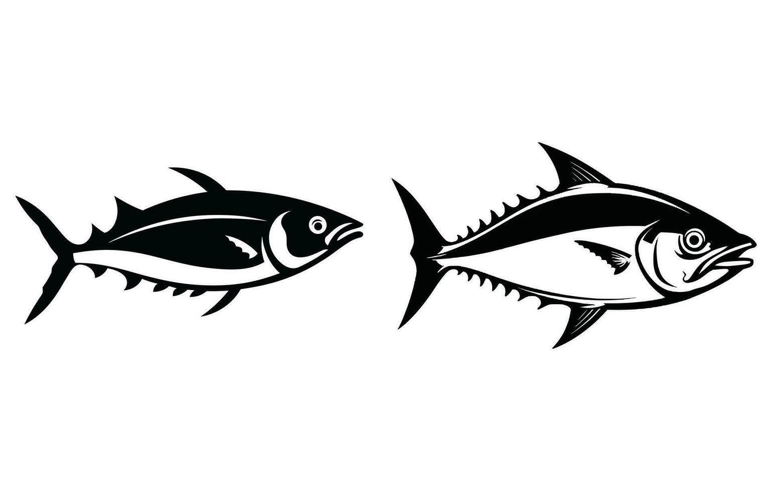 River Tuna Fish vector set, cute tuna fish illustartion