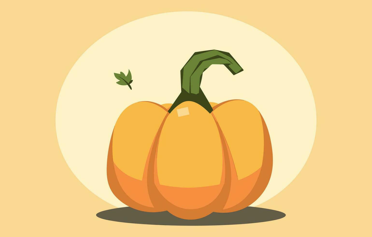 Orange pumpkin vector illustration.Vector set of three orange pumpkins and green leaves