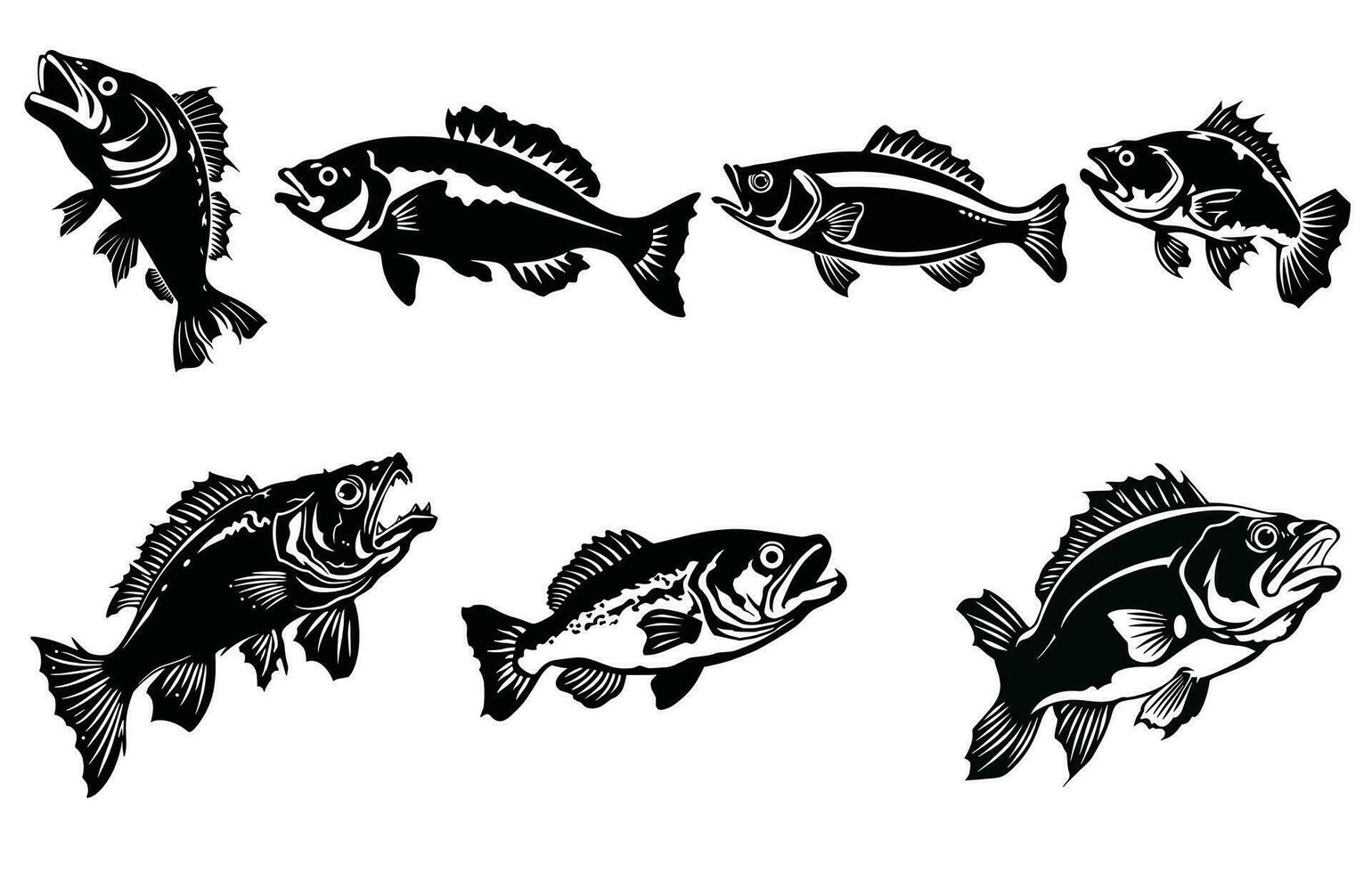 Bass fish icons, Design element for Bass fish logo,Bass Fish Vector