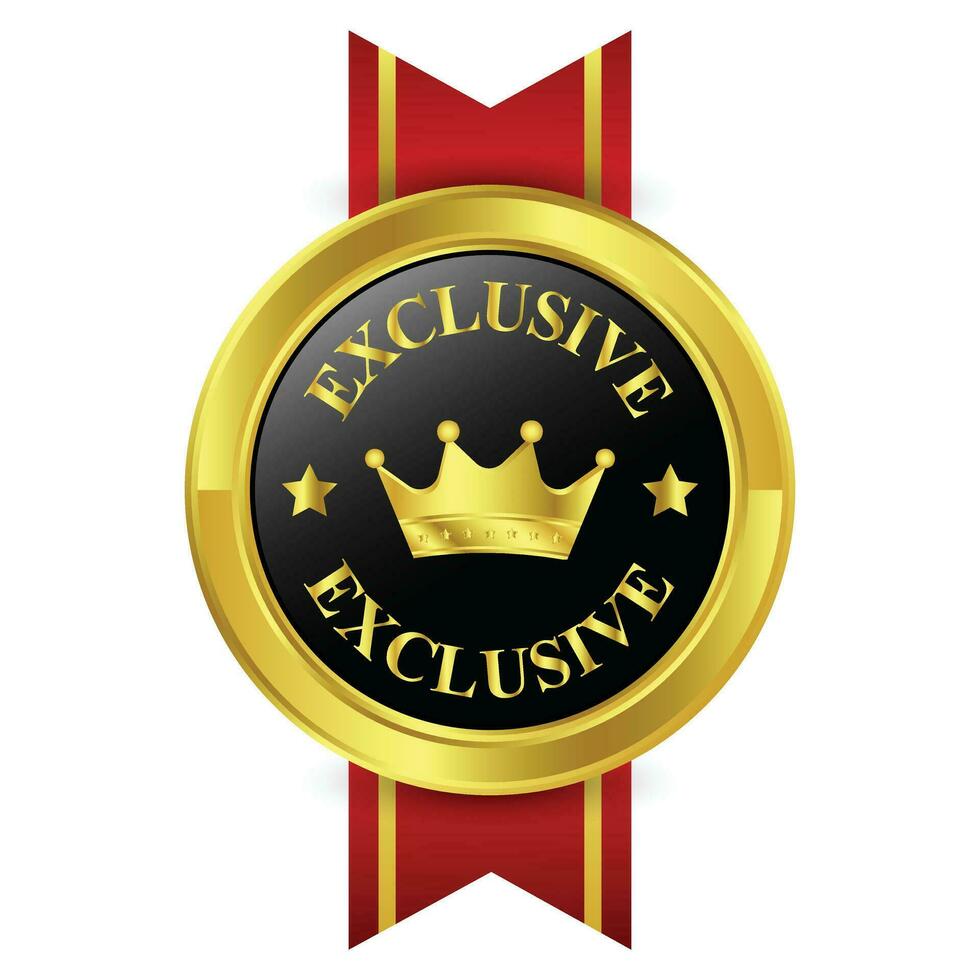 Glossy Exclusive Stamp, Exclusive Label, Exclusive Icon Vector Illustration With 3D Realistic Shiny Rubber Stamp