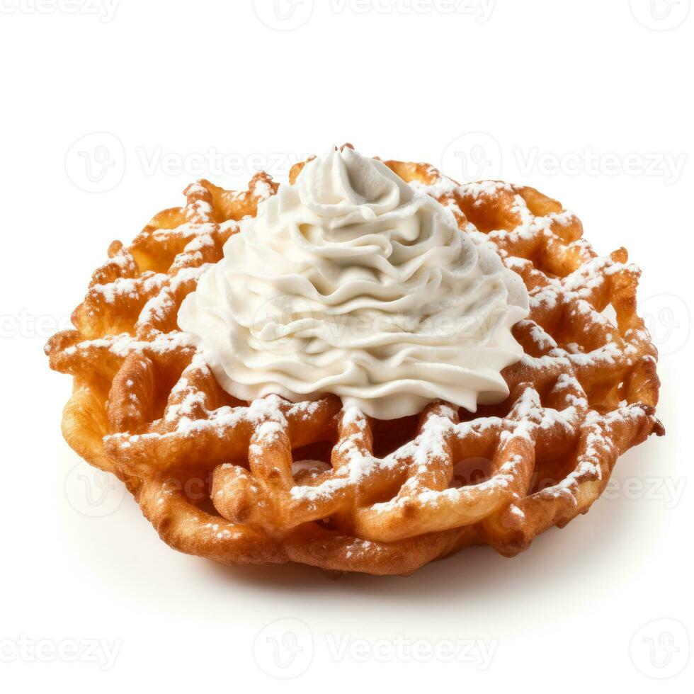 Delicious Funnel Cake isolated on white background photo