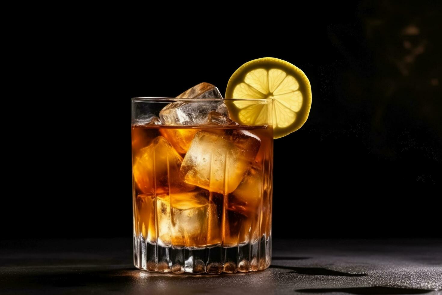fresh dark 'n stormy cocktail dark background with empty space for text photo