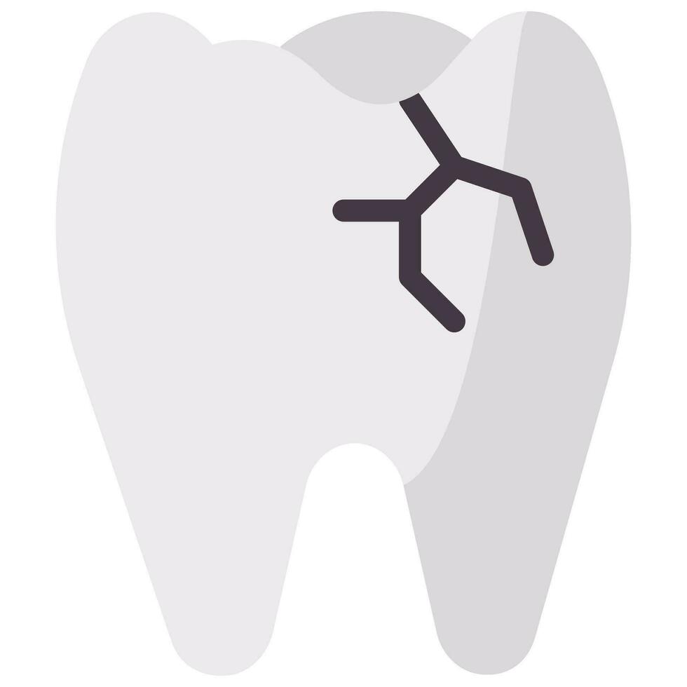 broken tooth vector flat icon