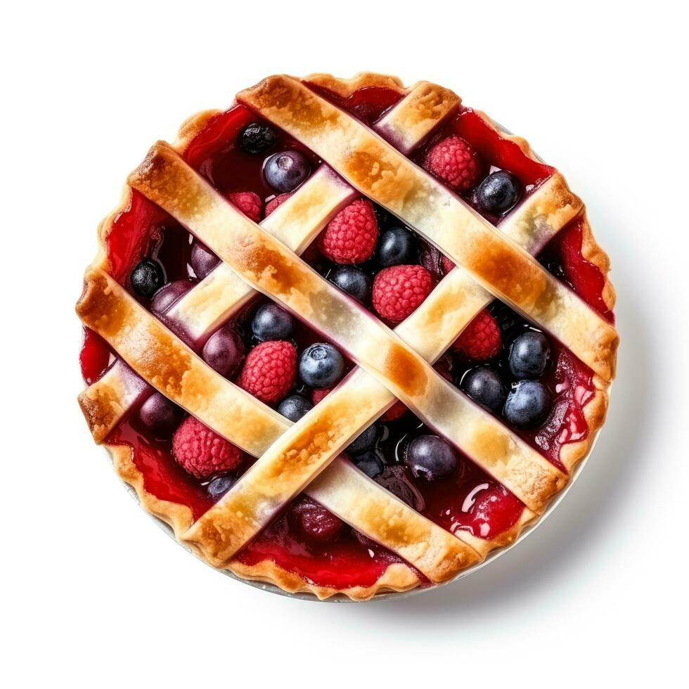 Delicious Berry Pie isolated on white background photo