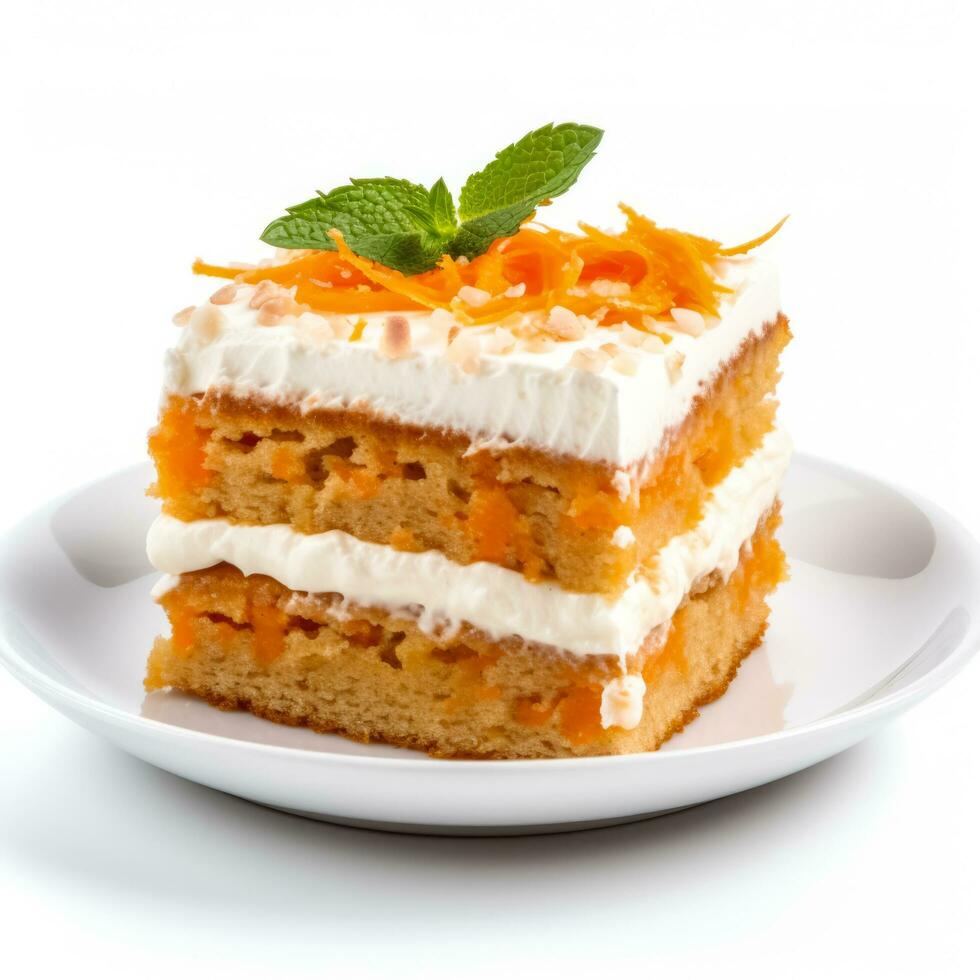 delicioso Zanahoria pastel aislado en blanco antecedentes foto