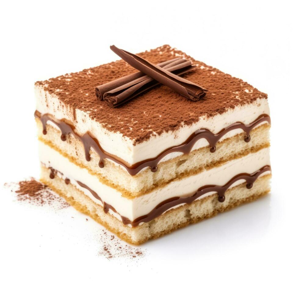 delicioso Tiramisu aislado en blanco antecedentes foto