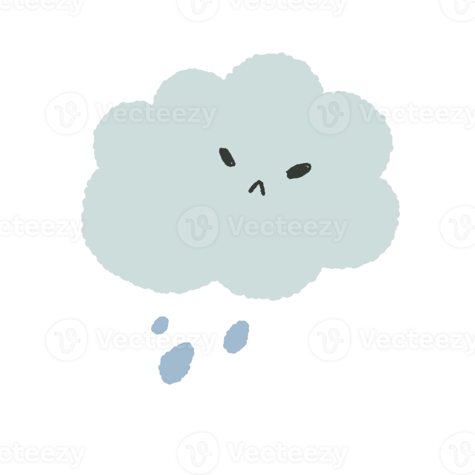 Thunder storm cloud rain cute png