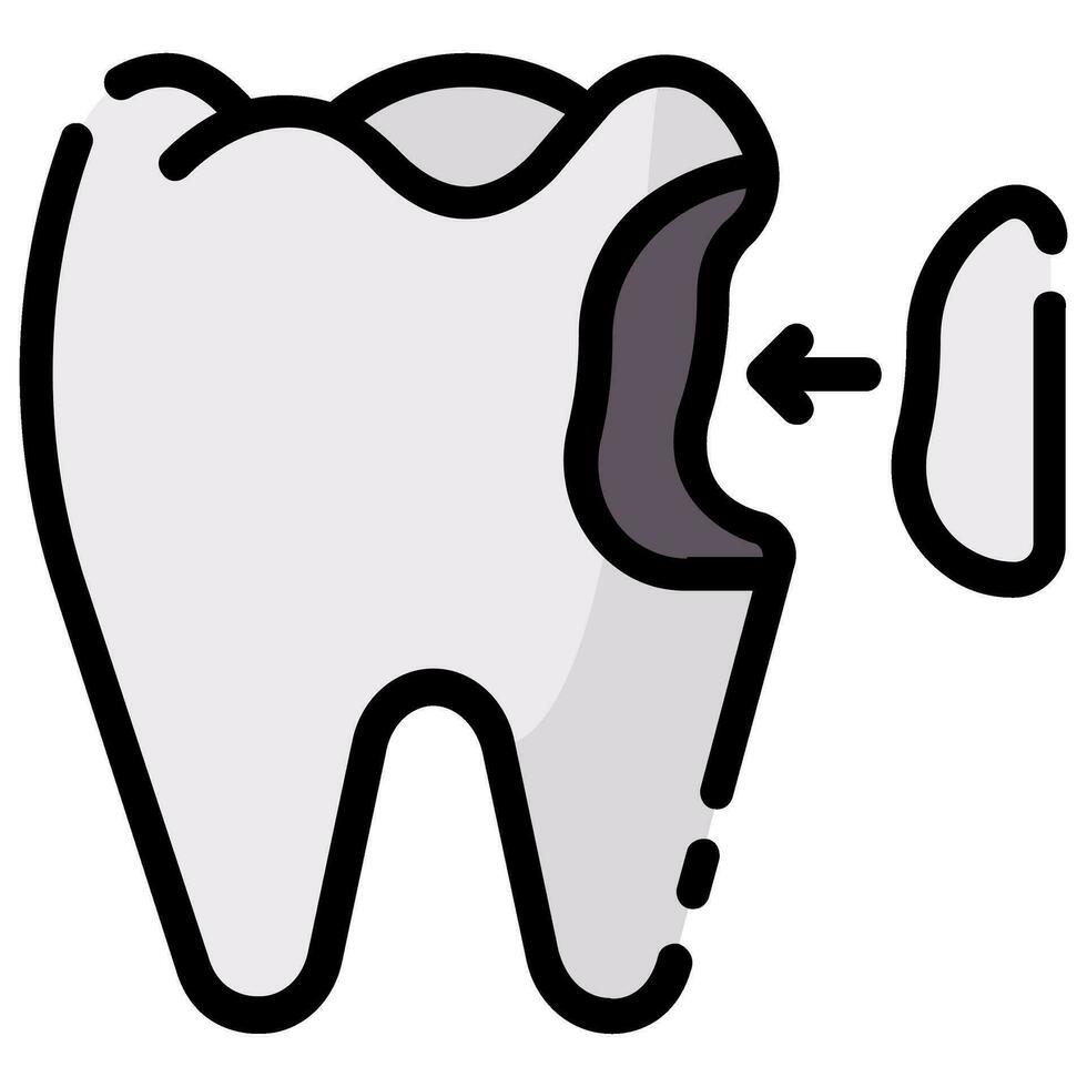 tooth filling vector filled outline icon