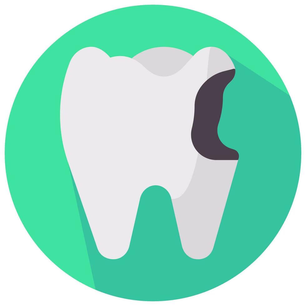 cavity tooth vector round flat icon